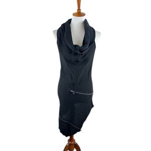 PREACH Italy Draped Cowl Neck Zip Dress Black Size L Avant Garde Made in Italy